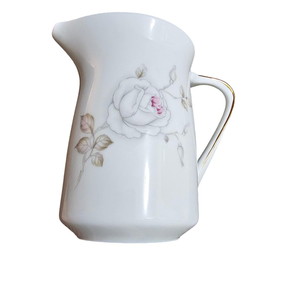 VintageJohann Haviland Bavaria Germany Porcelain Pitcher Cream Rose‎ Gold Trim